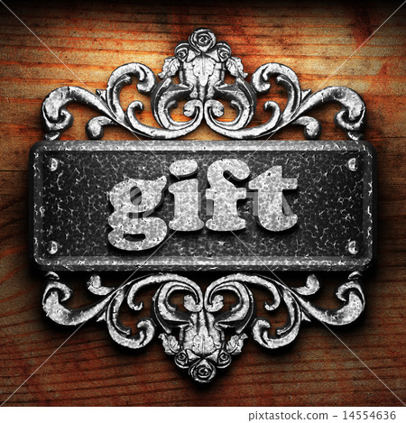 gift word of iron on wooden background gift word of iron on wooden background 14554636