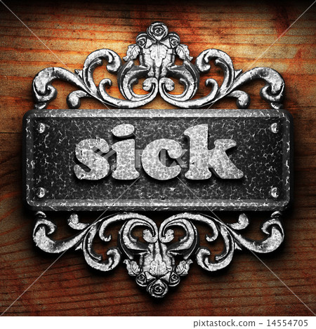 sick word of iron on wooden background 14554705