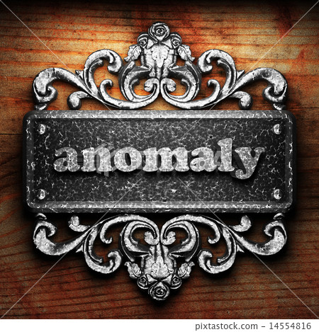 anomaly word of iron on wooden background 14554816