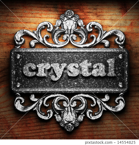 crystal word of iron on wooden background 14554825