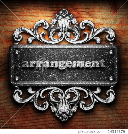 arrangement word of iron on wooden background 14554879