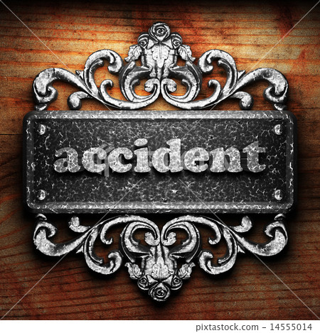 accident word of iron on wooden background 14555014