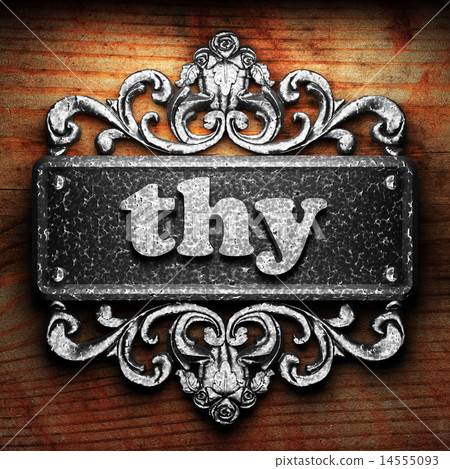 thy word of iron on wooden background 14555093