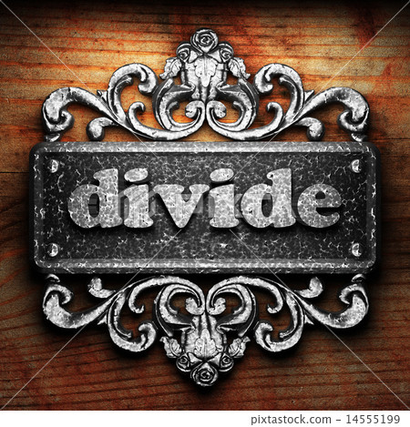 divide word of iron on wooden background divide word of iron on wooden background 14555199