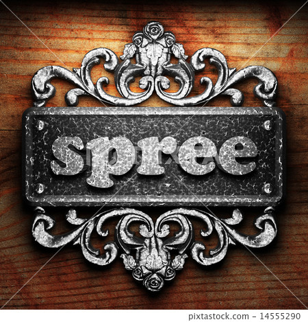 spree word of iron on wooden background 14555290