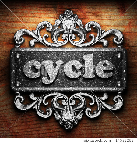 cycle word of iron on wooden background cycle word of iron on wooden background 14555295