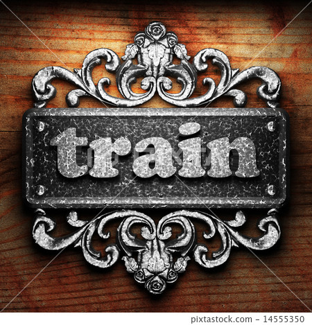 train word of iron on wooden background 14555350