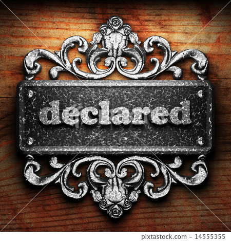 declared word of iron on wooden background 14555355