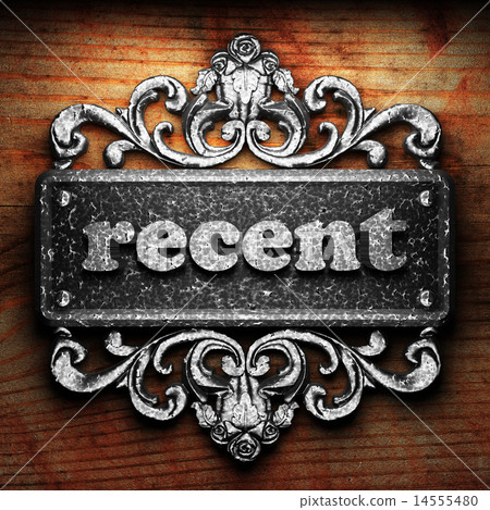recent word of iron on wooden background 14555480