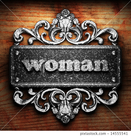 woman word of iron on wooden background 14555541