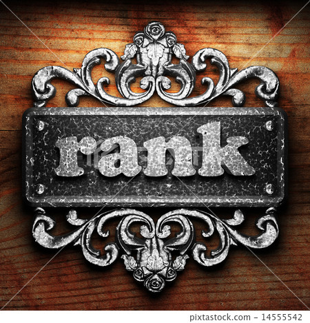 rank word of iron on wooden background 14555542