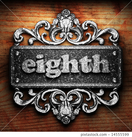 eighth word of iron on wooden background 14555599