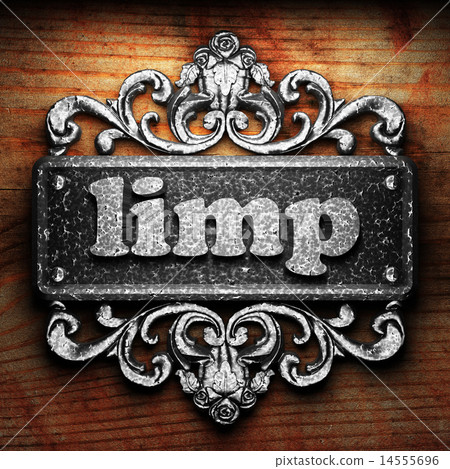 limp word of iron on wooden background 14555696