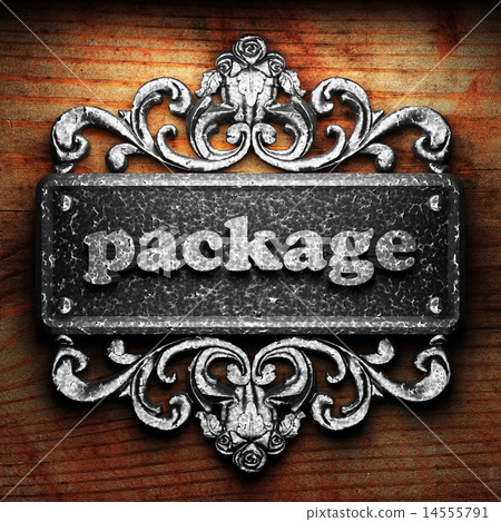 package word of iron on wooden background package word of iron on wooden background 14555791