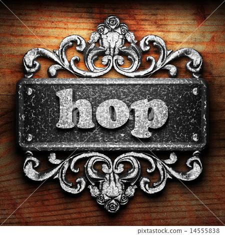 hop word of iron on wooden background hop word of iron on wooden background 14555838