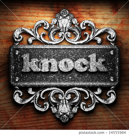 knock word of iron on wooden background knock word of iron on wooden background 14555984