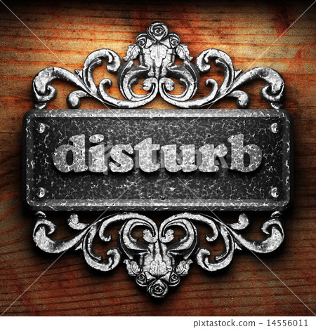 disturb word of iron on wooden background 14556011