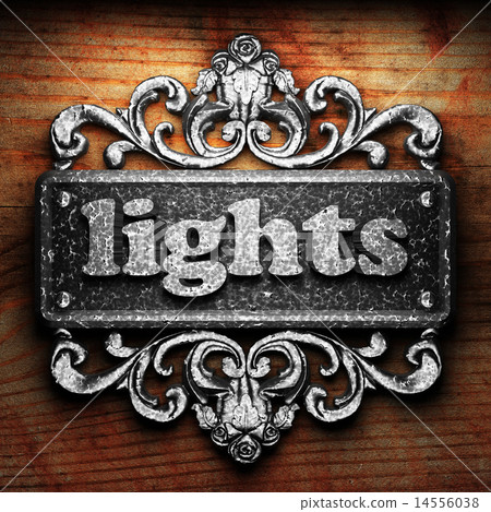 lights word of iron on wooden background lights word of iron on wooden background 14556038