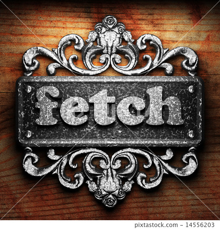 fetch word of iron on wooden background 14556203