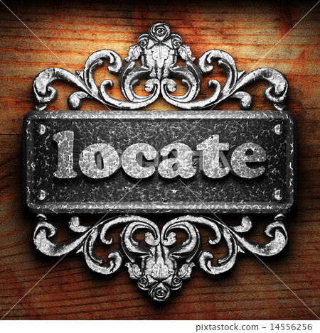locate word of iron on wooden background 14556256