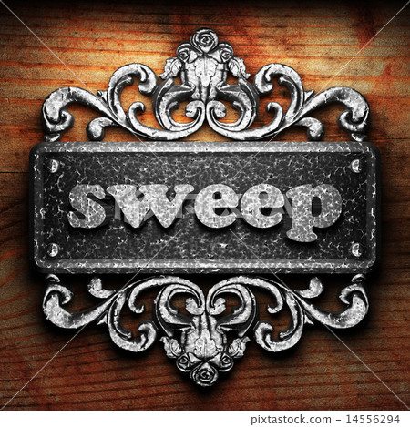 sweep word of iron on wooden background 14556294