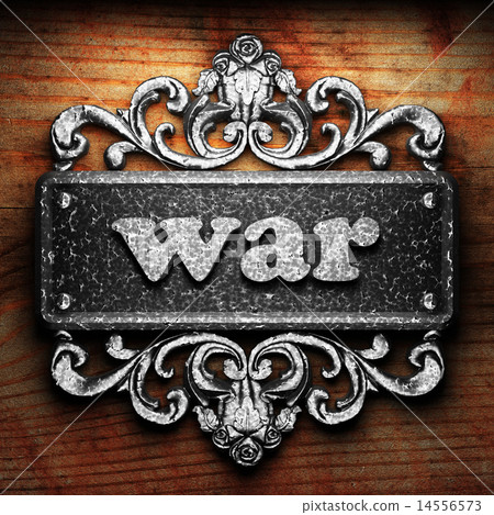 war word of iron on wooden background 14556573