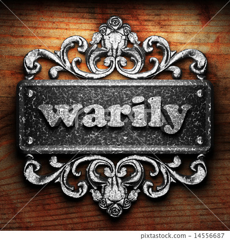 warily word of iron on wooden background 14556687