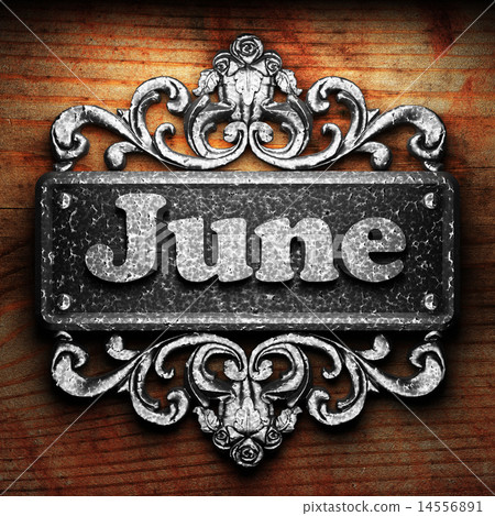 June word of iron on wooden background 14556891