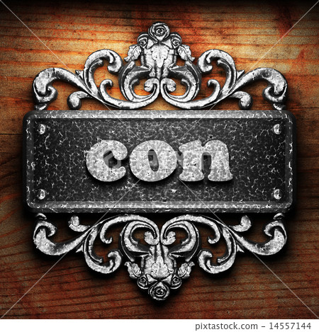 con word of iron on wooden background 14557144