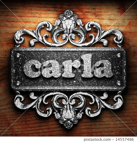 carla word of iron on wooden background 14557486