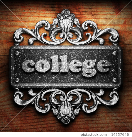 college word of iron on wooden background college word of iron on wooden background 14557646