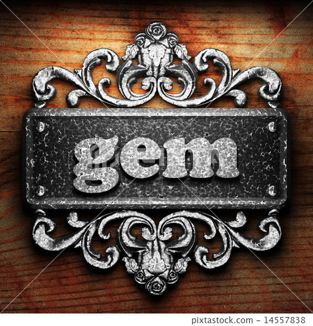 gem word of iron on wooden background gem word of iron on wooden background 14557838