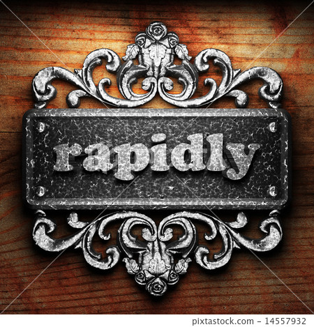 rapidly word of iron on wooden background 14557932