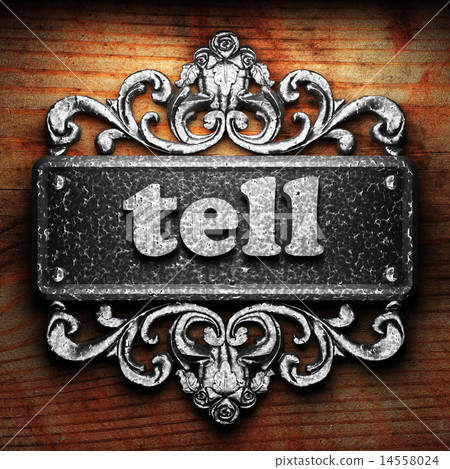 tell word of iron on wooden background 14558024