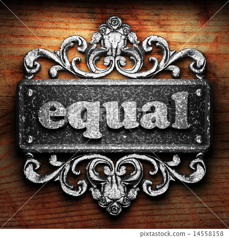 equal word of iron on wooden background equal word of iron on wooden background 14558158