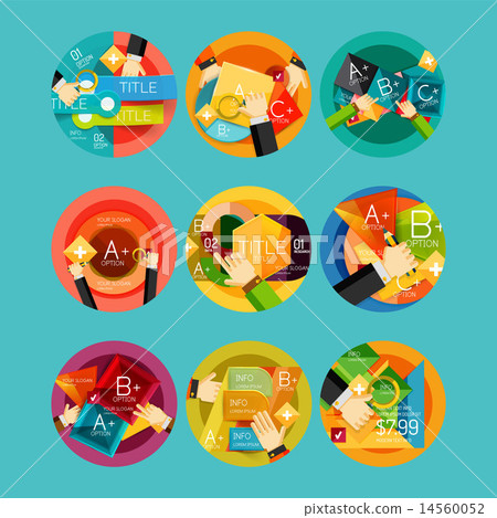 Set of option presentation labels, flat design web infographic boxes Set of option presentation labels, flat design web infographic boxes 14560052