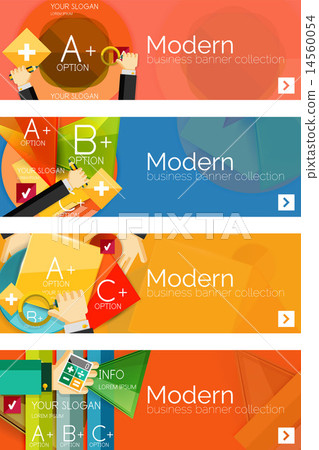 Collection of flat web infographic concepts and banners, various universal set 14560054