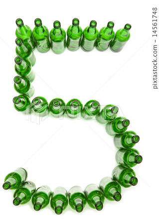 Digits from green beer bottles. Digit 5 Digits from green beer bottles. Digit 5 14561748