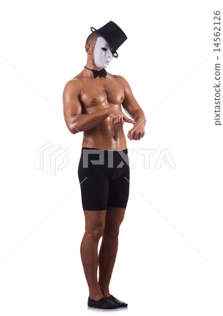 Naked muscular mime isolated on white 14562126
