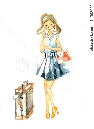 Women with summer clothes and travel bag 14562665
