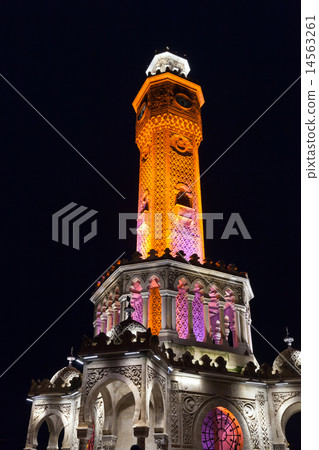 Night view of Konak Square, historical clock tower 14563261