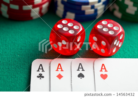 the red casino dice and poker cards 14563432