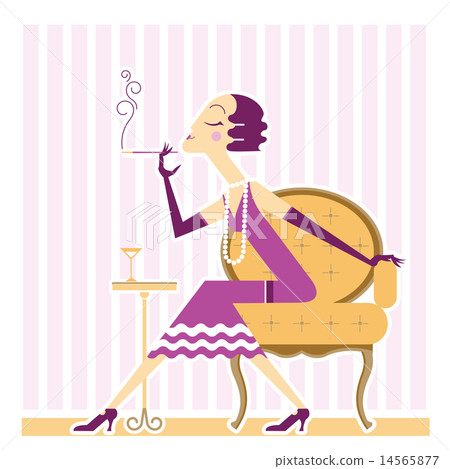 Vector flapper girl with cigaret 14565877
