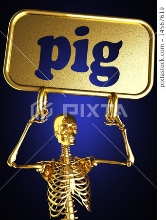 pig word and golden skeleton pig word and golden skeleton 14567619