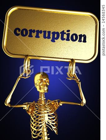 corruption word and golden skeleton 14568345