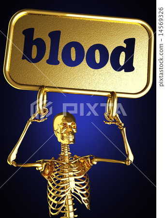 Blood Word And Golden Skeleton Stock Illustration