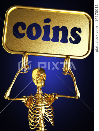 coins word and golden skeleton coins word and golden skeleton 14570011