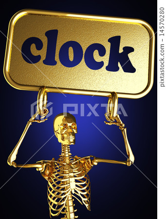 clock word and golden skeleton 14570280