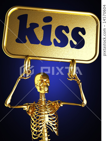 kiss word and golden skeleton 14570604