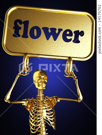 flower word and golden skeleton 14570702